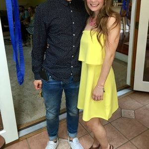 Yellow strapless dress